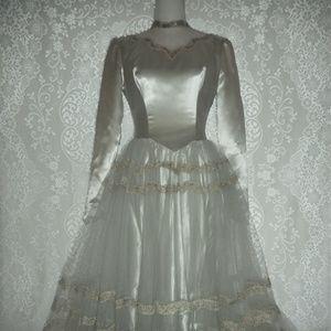 Satin & Tulle Dress 1940's Powder Green Ball Gown